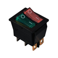 KCD2-2101N G+R/B 220V Перемикач 2 клав. зелений+червоний з підсвічуванням TNSy