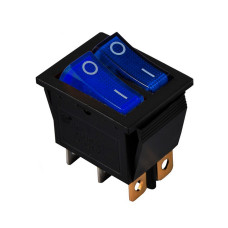 KCD2-2101N BL+BL/B 220V Перемикач 2 клав. синій + синій з підсвічуванням TNSy