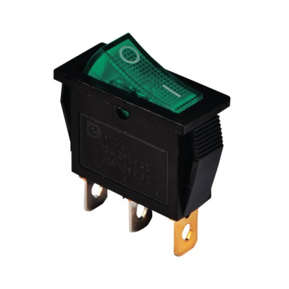 KCD3-101N G/B 220V Переключатель 1 клав. зеленый с подсветкой TNSy, TNSy5500837