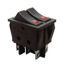 KCD2-2101EN R+R/B 220V Перемикач 2 клав. червоний з підсвіткою TNSy