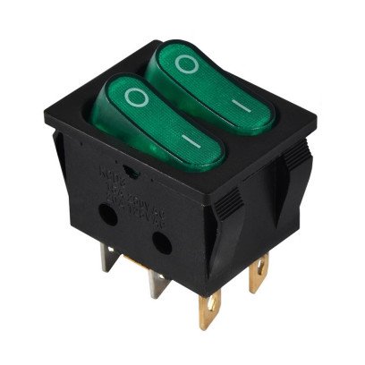 KCD2-5-2101N G+R/B 220V Переключатель 2 клав, зеленый с подсветкой TNSy, TNSy5500796