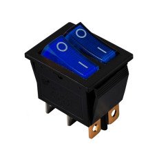 KCD2-2101N BL+BL/B 220V Перемикач 2 клав. синій + синій з підсвічуванням TNSy