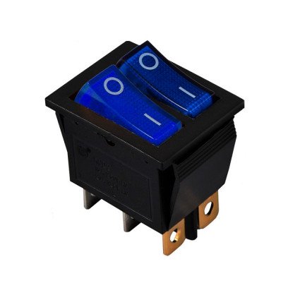 KCD2-2101N BL+BL/B 220V Перемикач 2 клав. синій + синій з підсвічуванням TNSy, TNSy5500814