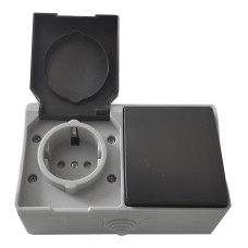 Розетка накладна 1-а з/к + накладний вимикач 1-кл. IP54 TNSy SURFACE