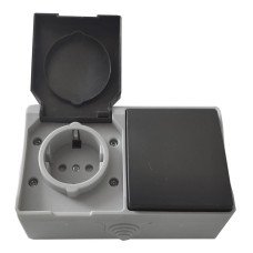Розетка накладная 1-я з/к + накладной выключатель 1-кл. IP54 TNSy SURFACE
