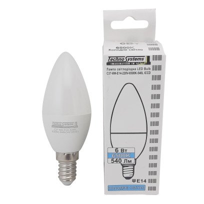 Лампа світлодіодна LED Bulb-C37-6W-E14-220V-6500K-630L GOLDEN TNSy, TNSy5000253