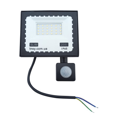 Прожектор LED 20W ULTRA Slim 220V 1800Lm 6500K IP65 з датчиком руху TNSy, TNSy5000514