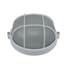 Светильник НПП1302-60W-E27-IP65 круг белый с решеткой TNSy