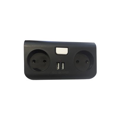 Колодка двійник лінійний з 2 USB 1A TNSy, TNSy5000916