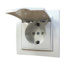 Розетка вн. устан. 1-а з/к з кришкою з зах. шторк. біла IP20 TNSy Malta, TNSy5000962