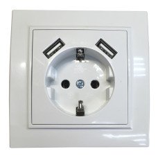 Розетка вн. устан. 1-я з/к из 2 USB 2.1A белая IP20 TNSy Malta