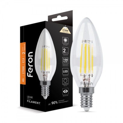 Светодиодная лампа Feron Filament LB-68 4Вт E14 2700K, 4969