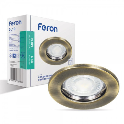 Вбудований світильник Feron DL10 античне золото, 3485