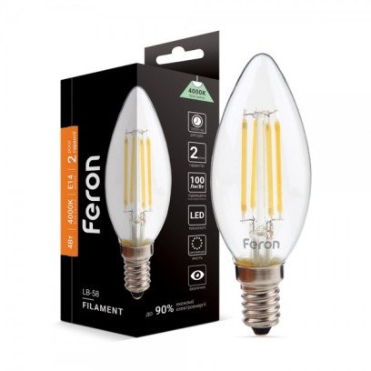 Светодиодная лампа Feron Filament LB-58 4Вт E14 4000K, 4777