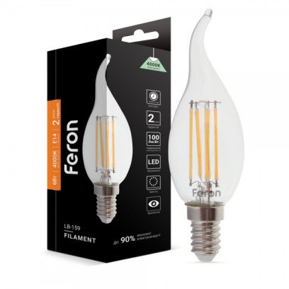 Світлодіодна лампа Feron Filament LB-159 6Вт E14 4000K свічка на вітрі, 5239