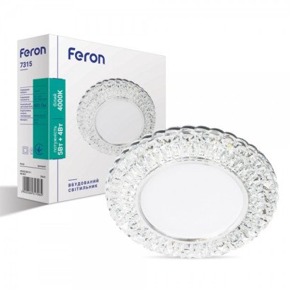 Встраиваемый светильник Feron 7315 с LED подсветкой прозрачный, 5881