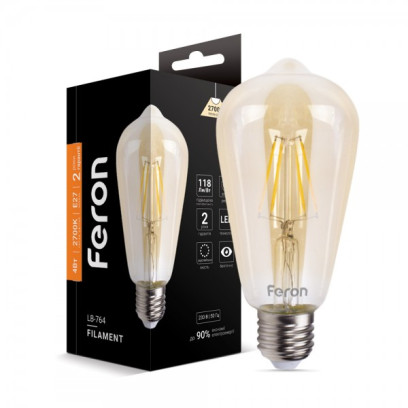 Світлодіодна лампа Feron Filament LB-764 4Вт E27 2700K EDISON ST64 золото, 5782