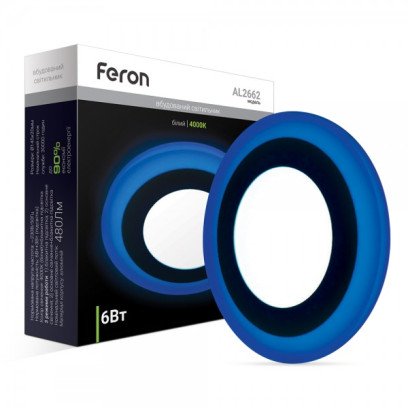 Світлодіодний світильник Feron AL2662 6W з блакитним підсвічуванням, 6342