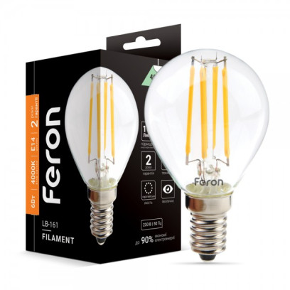 Світлодіодна лампа Feron Filament LB-161 6Вт E14 4000K, 6934