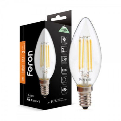 Светодиодная лампа Feron Filament LB-160 7Вт E14 4000K, 6936