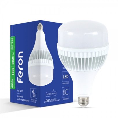 Світлодіодна лампа Feron LB-653 65Вт Е27-E40 6500K, 8045