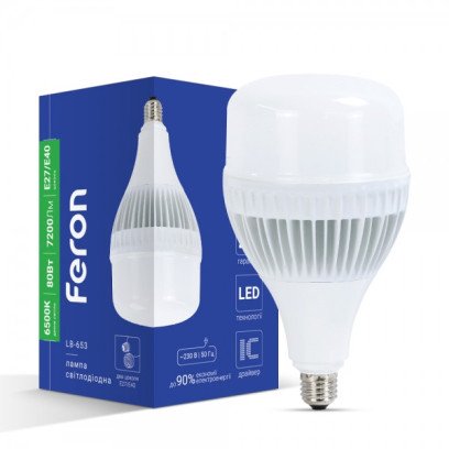 Світлодіодна лампа Feron LB-653 80Вт Е27-E40 6500K, 8046