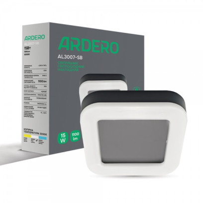 Світлодіодний світильник Ardero AL3007-SB 15W 5000К IP65 чорний, 8070