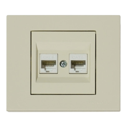 Розетка комп'ютерна подвійна (CAT6) кремова GRANO, 400-020300-230