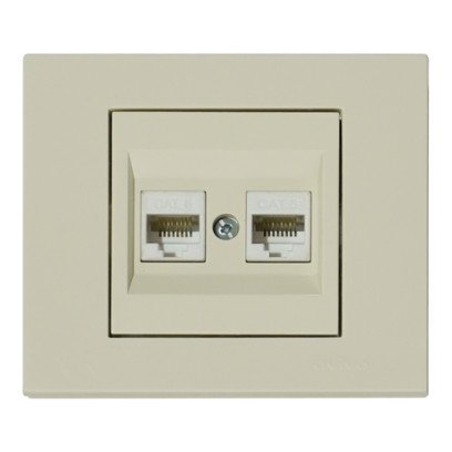 Розетка комп'ютерна подвійна (CAT6) кремова GRANO, 400-020300-230