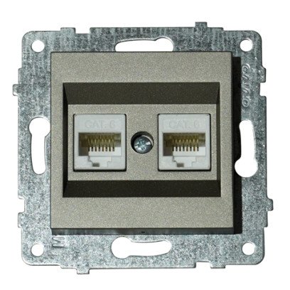 Механизм розетки компьютерной двойной (CAT6) GRANO антрацит, 600-000313-230