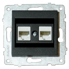 Механізм розетки подвійний комп'ютерної (CAT6) GRANO чорний