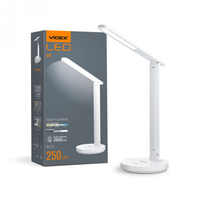 LED лампа настiльна з акумулятором VIDEX VL-TF16W 5W 1800-5000K, VL-TF16W