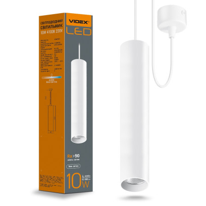 LED светильник подвесной накладной VIDEX 10W 4100K белый, VL-SP-10034W