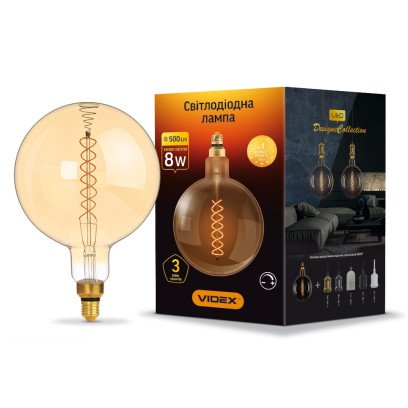 LED лампа VIDEX Filament G200FASD 8W E27 2200K 220V диммерная, VL-G200FASD-08272