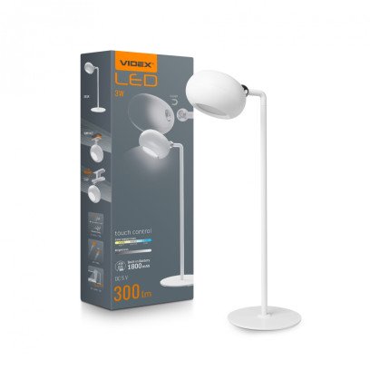 LED лампа настiльна з акумулятором VIDEX 3W 3000-5500K Біла, VLE-TF18W