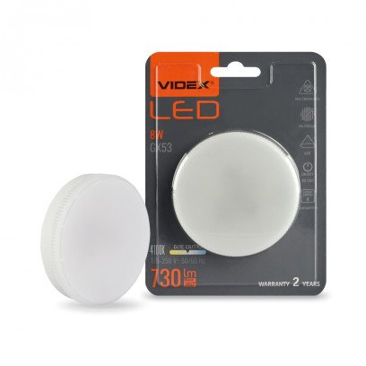 LED лампа VIDEX GX53 8W 4100K 220V, VL-GX53-08534