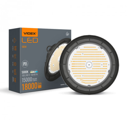 LED світильник висотний ХайБей VIDEX 100W 5000K 18000Lm Чорний, VL-HB01-1005B