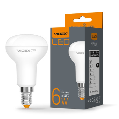 LED лампа VIDEX  R50e 6W E14 4100K, VL-R50e-06144