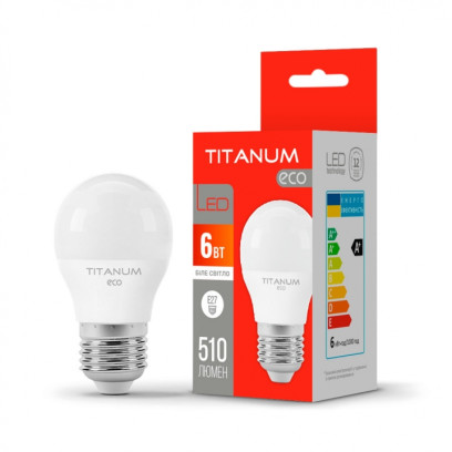 LED лампа TITANUM RED G45 6W E27 4100K, TLG45е06274