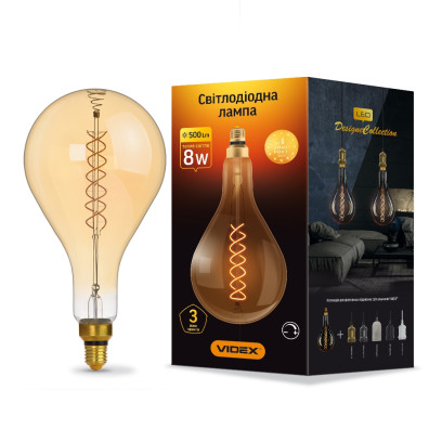 LED лампа VIDEX Filament PS160FASD 8W E27 2200K 220V димерна, VL-PS160FASD-08272