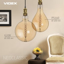 LED лампа VIDEX Filament PS160FASD 8W E27 2200K 220V димерная, VL-PS160FASD-08272