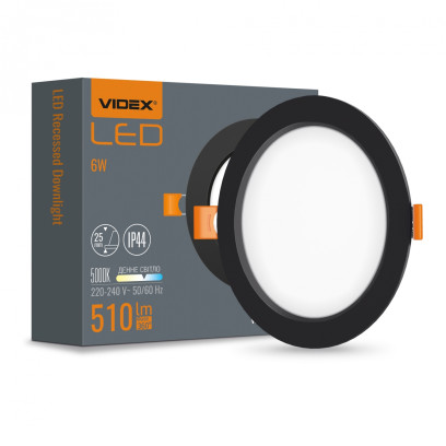 LED світильник Back вбудований круглий VIDEX 6W 5000K Black, VL-DLBR-065B
