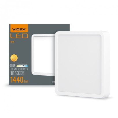 LED світильник накладний квадрат VIDEX 18W 5000K, VL-DLSS-185
