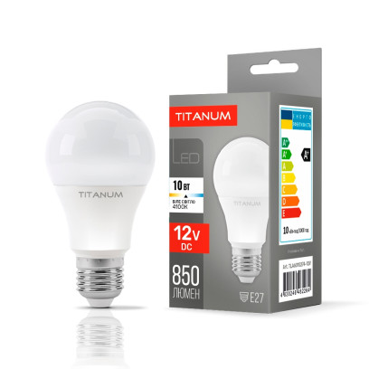 LED лампа TITANUM  A60 10W E27 4100K 12V (TLA6010274-12V), TLA6010274-12V