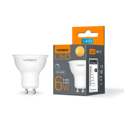 LED лампа VIDEX MR16еD 6W GU10 4100K 220V диммерная, VL-MR16еD-06104
