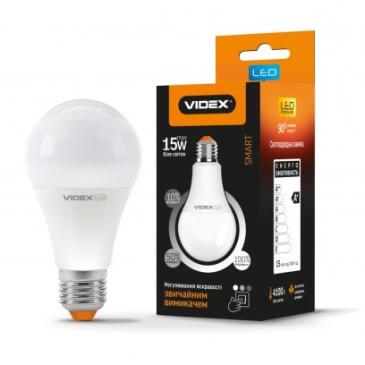 LED лампа с регулировкой яркости VIDEX A65eD3 15W E27 4100K 220V, VL-A65eD3-15274