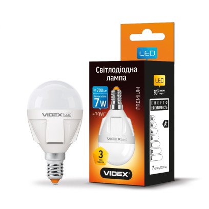 LED лампа VIDEX G45 7W E14 4100K, VL-G45-07144