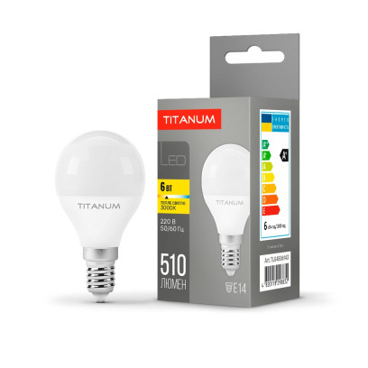 LED лампа TITANUM G45 6W E14 3000K, TLG4506143