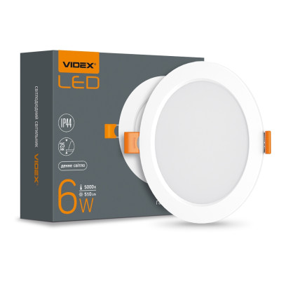 LED світильник вбудований круглий VIDEX 6W 5000K 220V, VL-DLBR-065