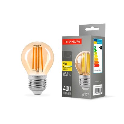 LED лампа TITANUM  Filament G45 4W E27 2200K 220V  бронза, TLFG4504272A